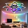 Caufloce Plafoniera RGB con Altoparlante Bluetooth Lampada da Soffitto a Led 90cm Dimmerabile Per Camera da Letto e Soggiorno con Telecomando e Funzione Memoria Moderne lampadario Fiore con App Nero