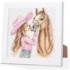 GHHKUD Kit per pittura con diamanti 5D con cornice, motivo ragazza e cavallo, per bambini e adulti, con piccoli diamanti e gemme, regalo per ragazze, ragazzi e bambini, età 6-8-12 (17,8 x 17,8 cm)