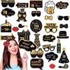 COSORO 32 pezzi Accessori Photo Booth Compleanno 70 Anni Oro Nero,Kit Festa Compleanno Barba Occhiali Maschera,Accessori Foto per Feste Matrimonio Carnevale Halloween Natale per Bambini e Adulti