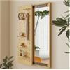 AFGZQ Nascondi Lo Specchio A Parete Specchio E Contenitore 2 in 1 Nascosti, con Binario Scorrevole E Appendiabiti, for Camera Letto, Bagno E Ingresso(Brown,19.7in/50cmx55.1in/140cm)