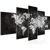 Runa Art Mappa Del Mondo Murali Tela Non Tessuta 5 Pezzi Continenti Nero Bianca Camera Da Letto Corridoio 002953a