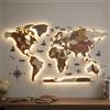 ZUGIATP Decorazione Murale 3D, Mappamondo da Parete 3D in Legno E Acrilico con LED - 59/79/98/118 Pollici, Illuminazione A LED(Natural Wood Color,59 * 33.4in)