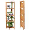 BAKAJI Libreria Scaffale Angolare Pieghevole 4 Ripiani Mensole in Legno Bambù Mobile Angoliera Dimensioni 27 x 27 x 120 cm Colore Bamboo Naturale
