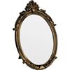 LuHeToz Specchio da trucco ovale in plastica dorata vintage (bronzo, 28 x 17,8 cm)