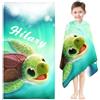 KIDSLOVE Telo mare personalizzato con nome, tartaruga marina, asciugamano da bagno con nome, in microfibra, grande 100 x 200 cm, per ragazzi e bambini (1,70 x 140 cm)
