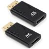 EasyULT Adattatore DisplayPort a HDMI 2 Pezzi, Risoluzione 4K DP Maschio a HDMI Femmina Convertitore, Supporto Audio 4K 1080P, per HDTV, Monitor, Proiettori, Portatili e Altri(Nero)