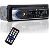 NK Autoradio Bluetooth 4.0 - 1 DIN - 4x40W - Funzione AUX, lettore MP3 e doppia porta USB, suono stereo FM, chiamate in vivavoce, telecomando, display LCD, iOS e Android