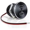 GIBBAB - Presa USB da 72 W per camper, in alluminio, 12 V/24 V, 3 porte di ricarica, 36 W, PD3.0 Type-C+2 prese di ricarica rapida QC3.0 da 18 W, con montaggio a incasso, caricabatterie per auto