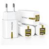 SCHITEC Confezione da 4 caricabatterie USB a 2 porte, 5 V/2,1 A, 10 W, bianco, adatto per iPhone 11/X, Samsung Galaxy, Huawei, LG, per tablet, ventilatore, lampada, altoparlanti e altro ancora, bianco