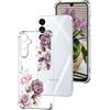 DiaryTown Cover per Samsung Galaxy A55 5G Motivo Bello Trasparente Ultra Sottile Morbida TPU+PC Custodia in Silicone Antiurto Bumper Protettiva Case per Donne Ragazze per Galaxy A55 5G - Peonia Viola