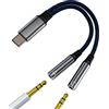 zoyuzan Adattatore per cuffie da 3,5 mm, jack da USB C a Aux, cavo audio doppio, connettore jack doppio, microfono PC, per iPhone17, 16 Pro Max per Apple iPad, compatibile con Samsung