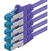 1aTTack.de CAT6 Gigabit Cavo di rete LAN - 5x 2m 1000 Mbit/s - RJ45 viola | 1m 2m 3m 5m 10m, RJ45 alta velocità, cavo Ethernet schermato per gaming, modem, router, PC e switch