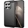 WJXEXRS Cover per Xiaomi 15T 5G, Custodia Spazzolata e Fibra di Carbonio Morbido Silicone TPU Slim Fit, Antiurto, Antigraffio, Antiscivolo, Protezione Cover Xiaomi 15T 5G -Nero