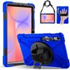 Gerutek Cover per Samsung Galaxy Tab S10 Lite/S10 FE/ S9 FE 10,9'', Blu | Tab S9/S8/S7 11 Pollici Custodia Robusta Antiurto con Supporto Girevole a 360°, Cinghia per Mano/Spalla, Portapenne