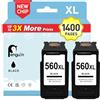 Penguin 560XL Cartucce per Canon TS5350A TS7400 TS5353A Nero 2 Pack | Compatibile con Canon TS7450 TS7450A TS7451 TS5350i TS5351 TS5351A TS5351i TS5352A TS5352i PG-560XL CL-561XL Cartuccia