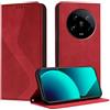 Mo-Somnus Cover per Xiaomi mi 14 Ultra, Custodia mi 14 Ultra Portafoglio, Cover Protettiva Libro Antiurto Case Flip Wallet Custodia Pelle PU con [3 Slot per Schede] [Magnetica] (Rosso)