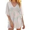 Qianderer Costume da bagno da donna, copricostume da bagno sexy e trasparente, in chiffon, con laccetti in vita, Za Bianco, Etichettalia unica