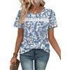 WIHOLL Magliette in pizzo da donna, top estivo da donna, eleganti magliette in pizzo sul petto, Fiore Nazionale Blu, XXL