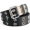 Buaak 1 PZ Nero 105 centimetri Stella Borchiata Cintura Con Hollow Punk Design Gotico Y2K Stile Doppia Fila Fibbia Hip Hop Accessorio Per Emo E Grunge Vestiti
