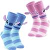 Disney Calze Donna a Pantofola, Pacco da 2 Calzini Antiscivolo Invernali Stitch e Angel