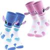 Disney Calze Donna a Pantofola, Pacco da 2 Calzini Antiscivolo Invernali Stitch e Angel
