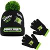 MINECRAFT Berretto Invernale Bambino Set con Cappello e Guanti o Cappellino, Guanti con Sciarpa, Creeper Regalo Ragazzo