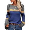 Tankaneo Colorblock - Maglione da Donna a Maniche Lunghe, Girocollo, a Righe, Slim Fit, Maglieria