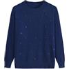 Generico Maglione Lavorato A Maglia per Donne Anziane E di Mezza età, Elegante Maglione Girocollo, Maglione A Maniche Lunghe con Motivo A Rombi E Strass, Morbida Maglieria