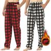 YUSHOW Pigiama Uomo Pantaloni Scozzesi Pantaloni Morbidi in Pile Cotone da | Salotto Pantaloni con Tasche da 2 Pezzi,Plaid rosso+plaid bianco nero,M