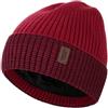 Wmcaps Beanie Inverno, Cappelli a Maglia Termica, Caldo Pile Running Beanie Donna Uomo, Cappello Invernale Antivento Foderato e Imbottito Unisex (Rosso Vino+Nero)