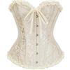 AMateschitz Corsetto da donna, snellente, corsetto, top gotico, corsetto sopra il seno con lacci, vintage, stampa floreale, chiusura frontale, body shaper sotto il seno, bianco