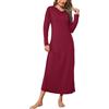 Demegimi Camicia da Notte Donna in Cotone Manica Lunga con Scollo a V Camicie da Notte Donna Lunghe Invernali
