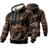 Generic Felpa con Cappuccio da Uomo in Stile Western con Stampa Grafica, Stile cowb
