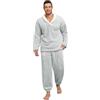 TOMEEK Pijama Hombre Invierno Largo Pijama Cálido Pantalones de Pijamas Hombre Conjunto de 2 Piezas Felpa Ropa de estar por Casa Regalo