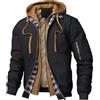 MEDUOLA Felpa con Zip da Uomo Doppia Zip con Cappuccio Giacca Invernale Cargo Maniche Lunghe Tasche Spessa Calda Stile Sportivo Informale
