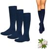 NAGAD 3 paia di calze alte ragazza o ragazzo per uniforme scolastica - Calze per bambini al ginocchio - Calze lunghe scuola-calzino cotone blu navy, Blu navy, 23-27