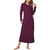 Demegimi Camicia da Notte Donna in Cotone Manica Lunga con Scollo a V Camicie da Notte Donna Lunghe Invernali