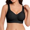 BBXWANG Reggiseno da donna senza cuciture, senza ferretto, scollo a V, push up, grande seno, forte tenuta, comodo spalline larghe, Nero , XXL