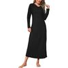 Demegimi Camicia da Notte Donna in Cotone Manica Lunga con Scollo a V Camicie da Notte Donna Lunghe Invernali