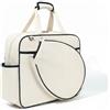 Baoblaze Custodia Borsa Sportiva Tote Borsa Spalla Tracolla Donna Tela Duratura Protezione da Pioggia Leggera Tasca Anteriore Dedicata Grande capacità Manico, Bianco Sporco, Size to 1