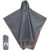 Plumbpyr Poncho antipioggia con cappuccio, design 2 in 1, grigio e arancione, 223x, impermeabile, pieghevole, ultraleggero, come telo da campeggio, coperta da picnic per attività all'aperto