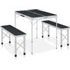 Plumbpyr Tavolo da campeggio pieghevole con 2 panche in alluminio e MDF, grigio, 90 x 60 x 70 cm, pieghevole, portatile, per esterni, giardino, picnic, escursioni, viaggi e campeggio