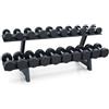 PH Fitness set di manubri in PU da 2 a 20 kg con rastrelliera a due livelli - 20 manubri rotondi, impugnature in acciaio zigrinato