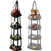 wuqyehr 2 supporti per palla da parete (nero + grigio) | Porta palline da appendere con 4 scomparti in nylon, rete salvaspazio per pallacanestro, calcio e garage