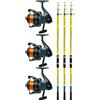 kolpo Combo Surfcasting con 3 canne Kolpo 3,60m 160 g + 3 Mulinelli con Nylon Pronto Pesca Mare