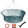 AUEJACKY Rete da pesca pieghevole - rete di nylon per pesca e gamberetti | Rete da 100 cm, cavo metallico rigido, borsa per esche, galleggiante, corda - pratica e durevole per fiume e stagno