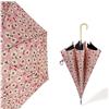 Generic CMBSSTFC Ombrelli Ombrello Ombrello a Bastone Floreale alla con Manico Classico a J Crook Tettuccio Aperto Automatico Ombrello a Canna ventilata Ombrello Antivento Forte (Color : F, Size : 85cm)