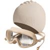 Yjcnelcr Set cappello e occhiali con cinturino regolabile | Cuffia da nuoto in silicone per capelli lunghi con cinturino regolabile per allenamento in piscina e lezioni per adulti
