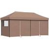 Generic Tenda pop-up per feste con 4 pareti, marrone, pieghevole | Tessuto Oxford con rivestimento in PVC, telaio in acciaio verniciato a polvere, finestre trasparenti, due porte con serratura