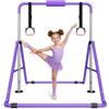 Dskeuzeew Barra da Ginnastica Pieghevole con Anelli - Barra Kip Regolabile su 5 Altezze per Bambini, Sbarra per Ginnastica Estensibile, Limite di Peso 68 kg, Robusta per Uso Domestico Intern
